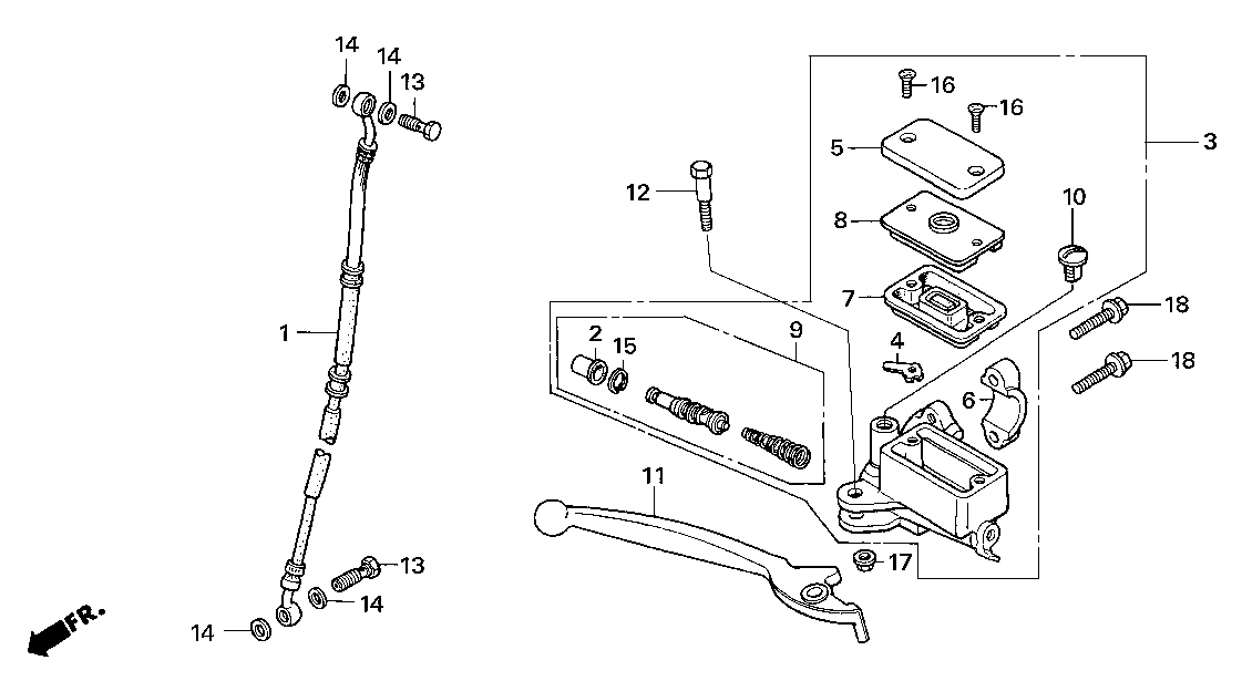 2018 Honda NSF100 Front Brake Mastercylinder Master Cylinder Front Brake Hose Front Brake Lever Parts Book Parts for Sale