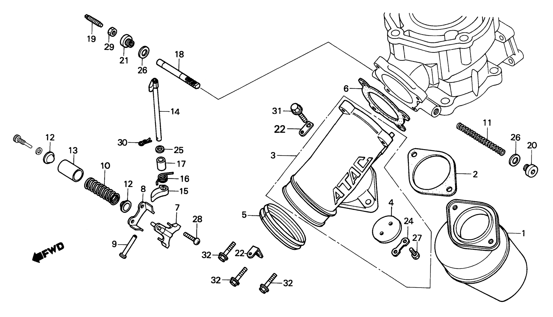 1984 Honda RS125R - E5 Exhaust Manifold Image