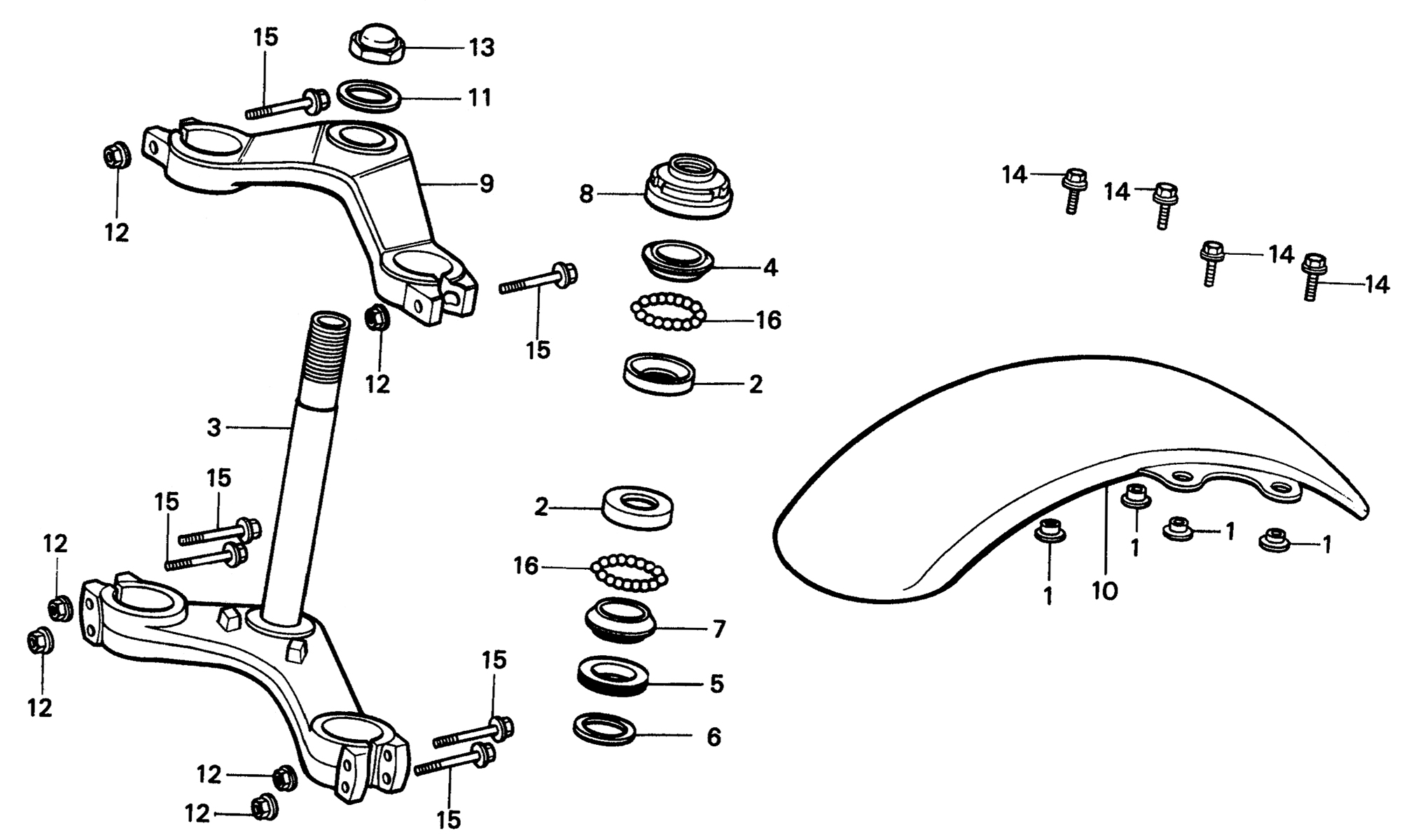 1984 Honda RS125R - F2 Front Fender / Steering Stem Image