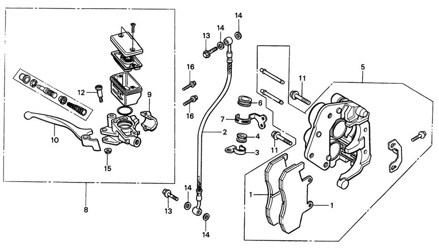 1984 Honda RS125R - F4 Front Brake Caliper / Master Cylinder Image