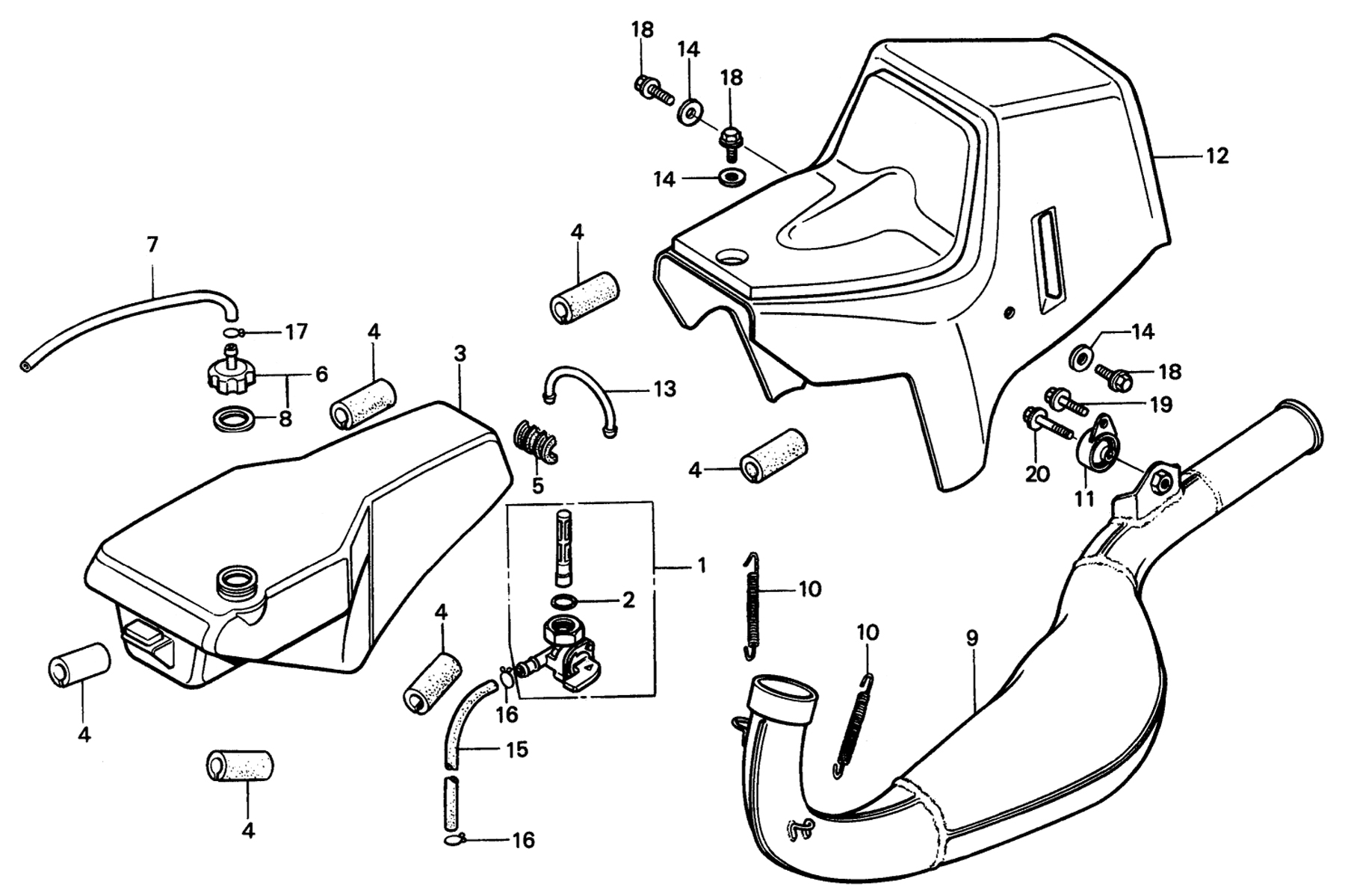 1984 Honda RS125R - F6 Exhaust / Fuel Tank / Seat Image