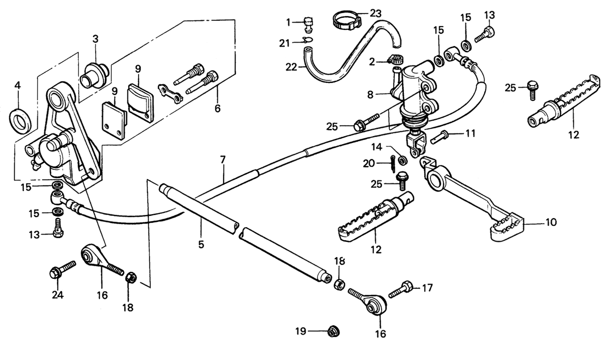 1984 Honda RS125R - F8 Rear Brake Caliper / Master Cylinder / Step Image