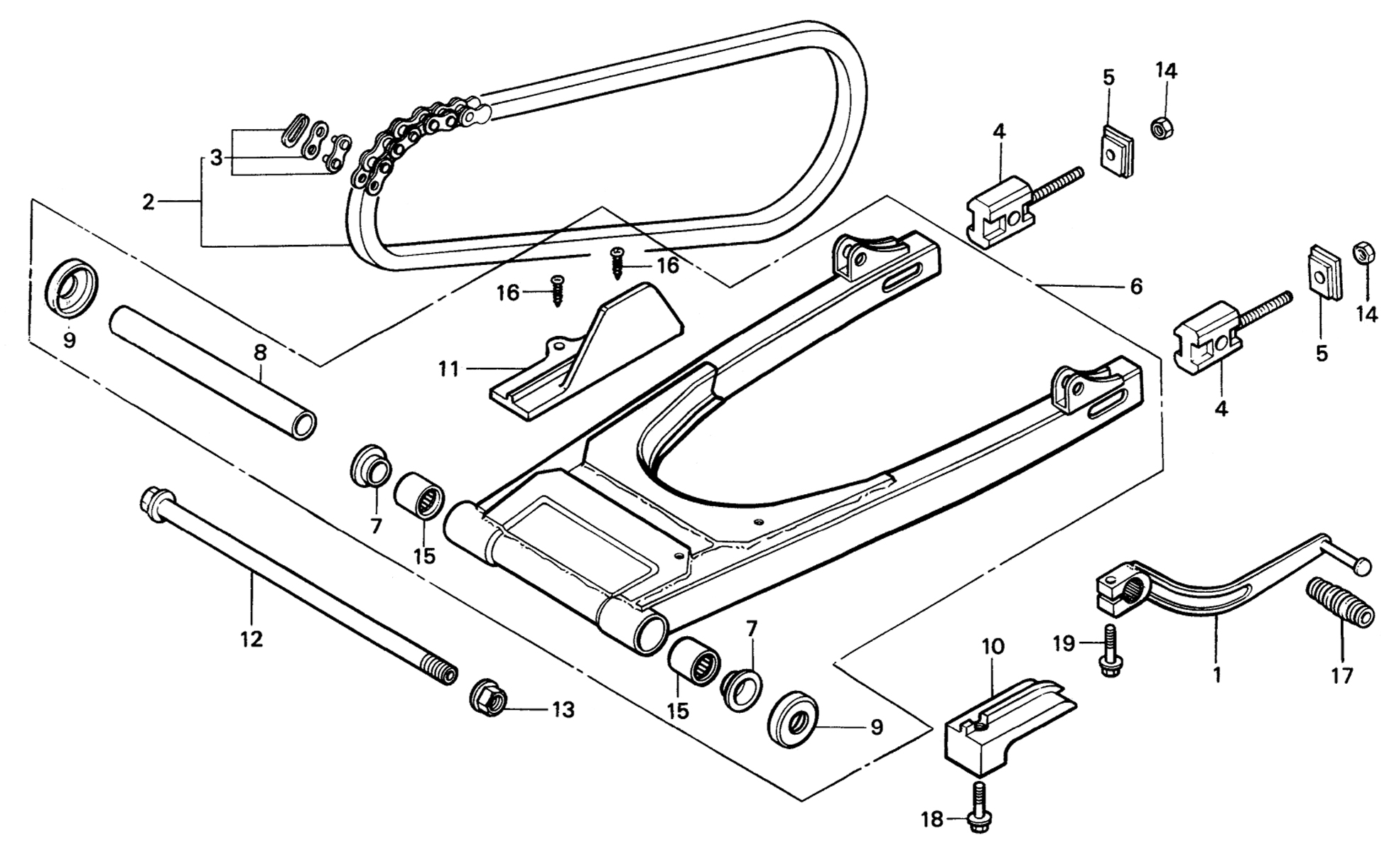 1984 Honda RS125R - F9 Swingarm / Gear Change Pedal Image