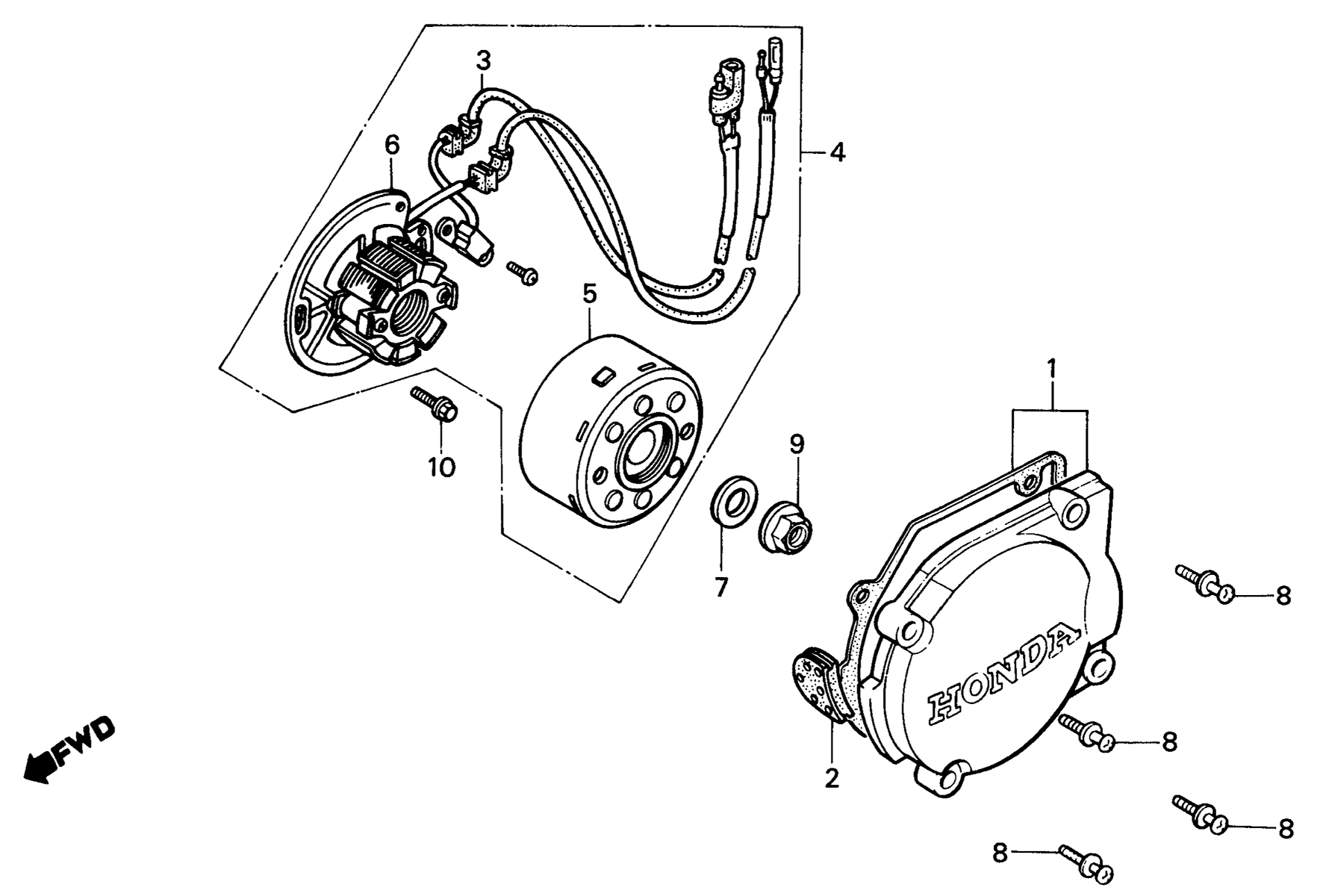 1985 Honda RS125R - E2 Left Crankcase Cover / A.C. Generator Image