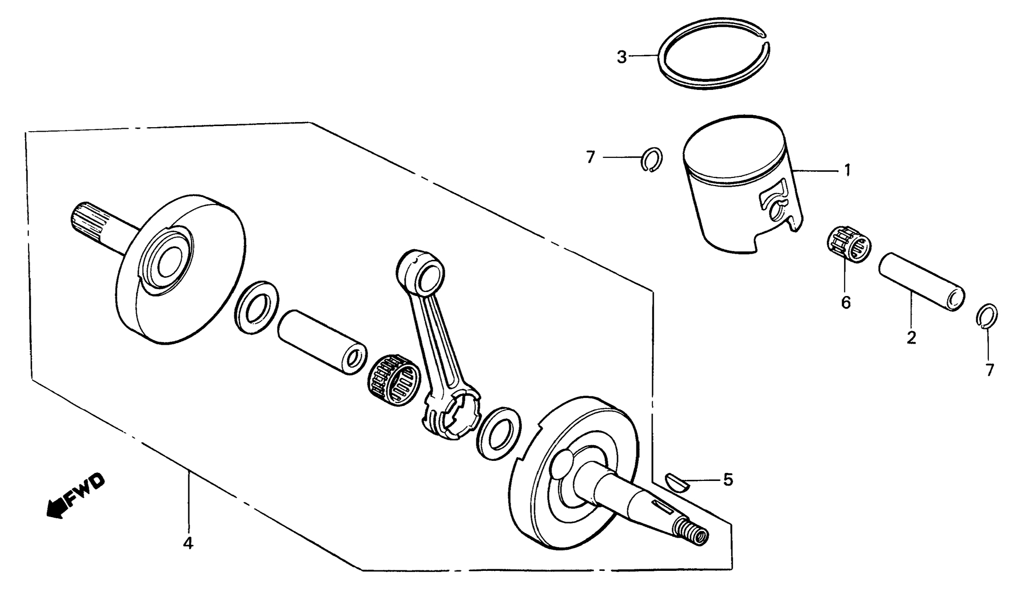 1985 Honda RS125R - E8 Crankshaft / Piston Image