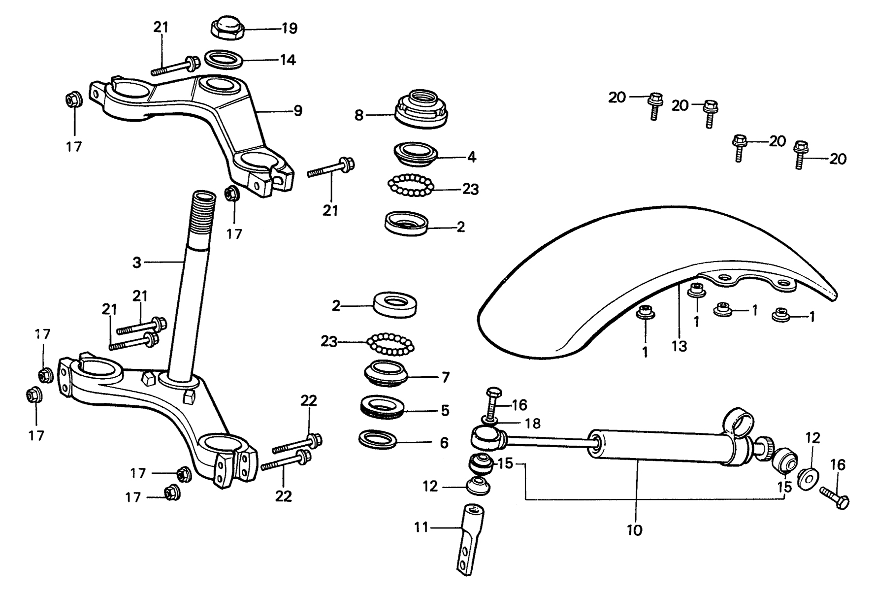 1985 Honda RS125R - F2 Front Fender / Steering Stem Image