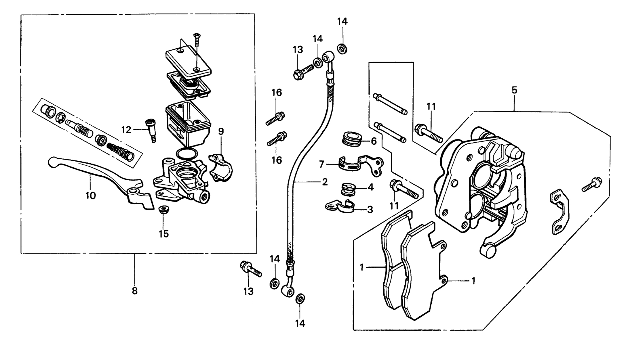 1985 Honda RS125R - F4 Front Brake Caliper / Master Cylinder Image