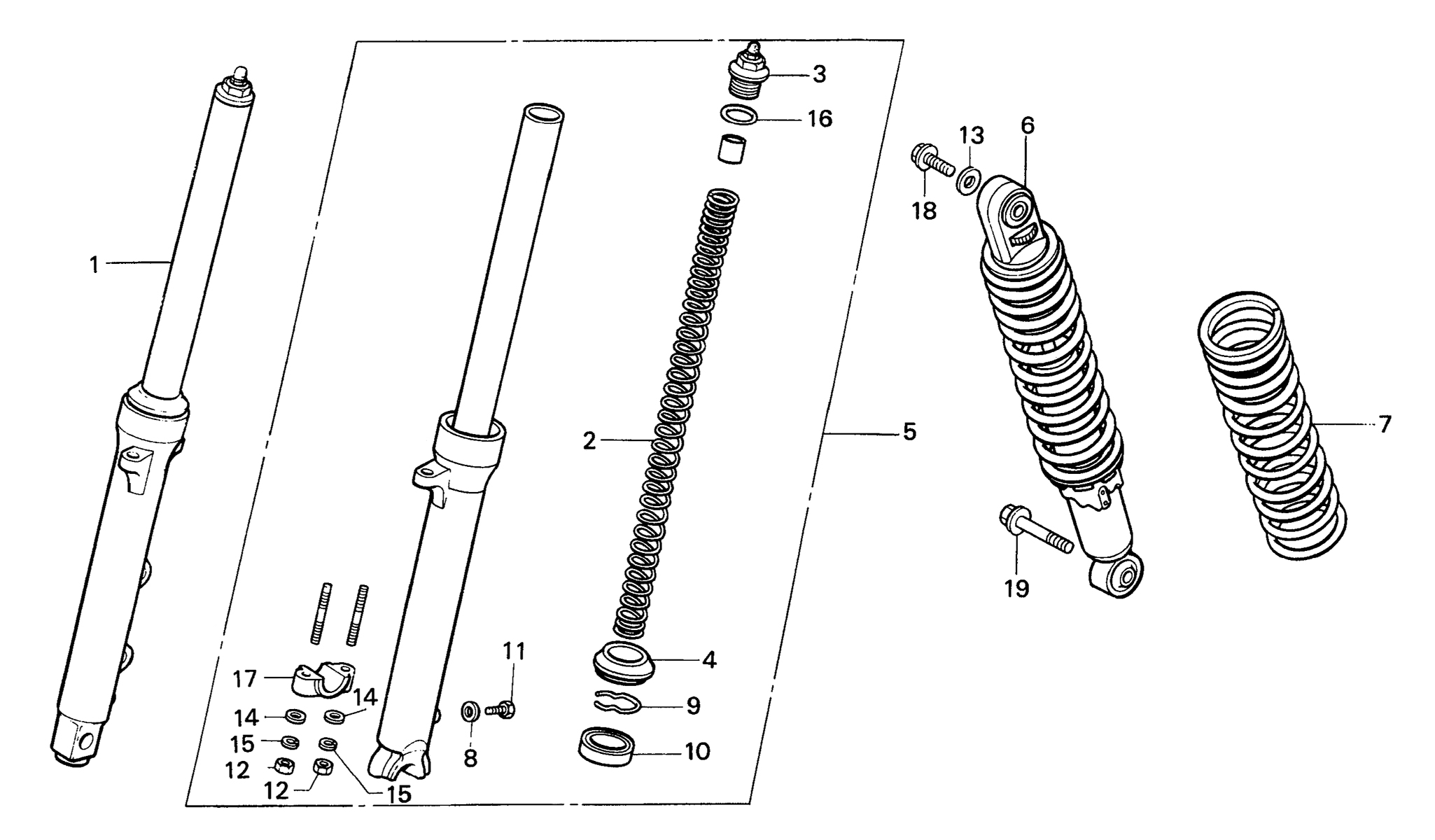 1985 Honda RS125R - F5 Front Fork / Rear Shock Absorber Image