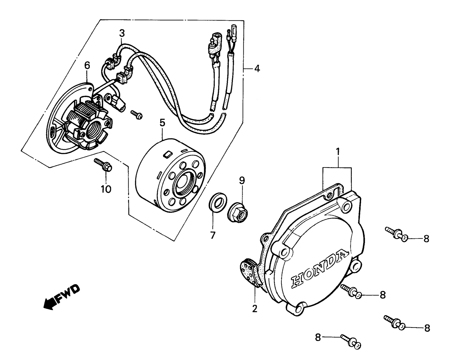 1986 Honda RS125R - E2 Left Crankcase Cover / A.C. Generator Image