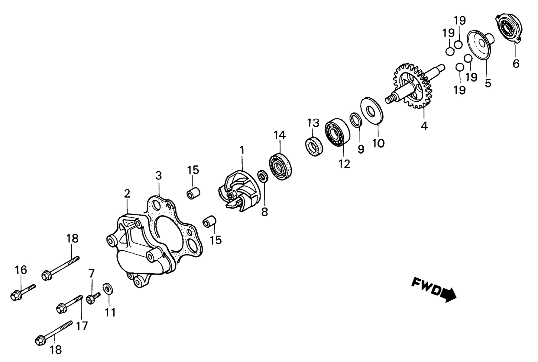 1986 Honda RS125R - E4 Water Pump Image