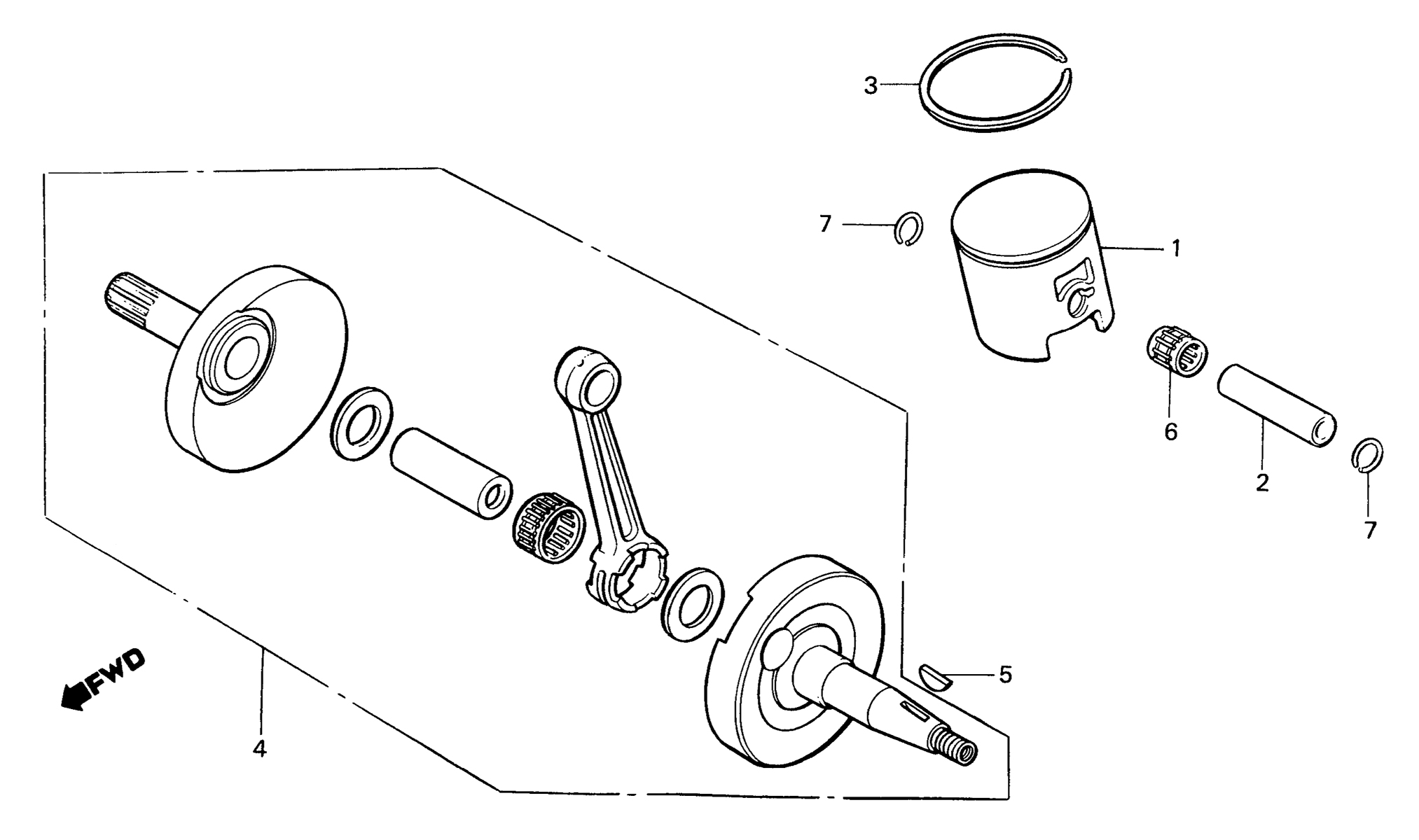 1986 Honda RS125R - E8 Crankshaft / Piston Image