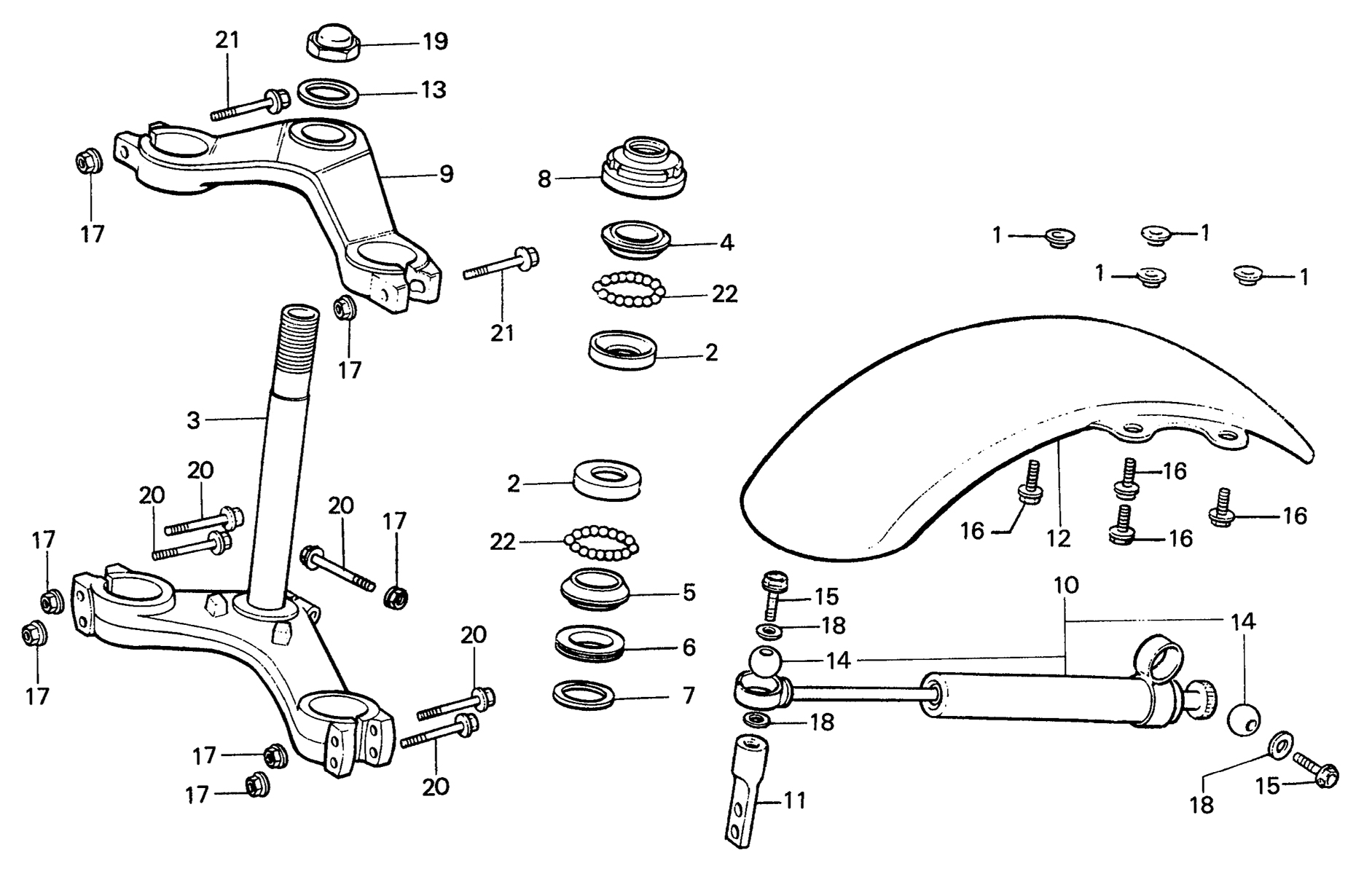 1986 Honda RS125R - F2 Front Fender / Steering Stem Image