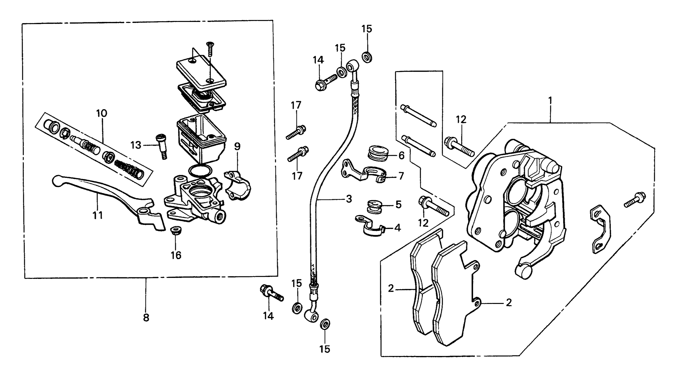 1986 Honda RS125R - F4 Front Brake Caliper / Master Cylinder Image