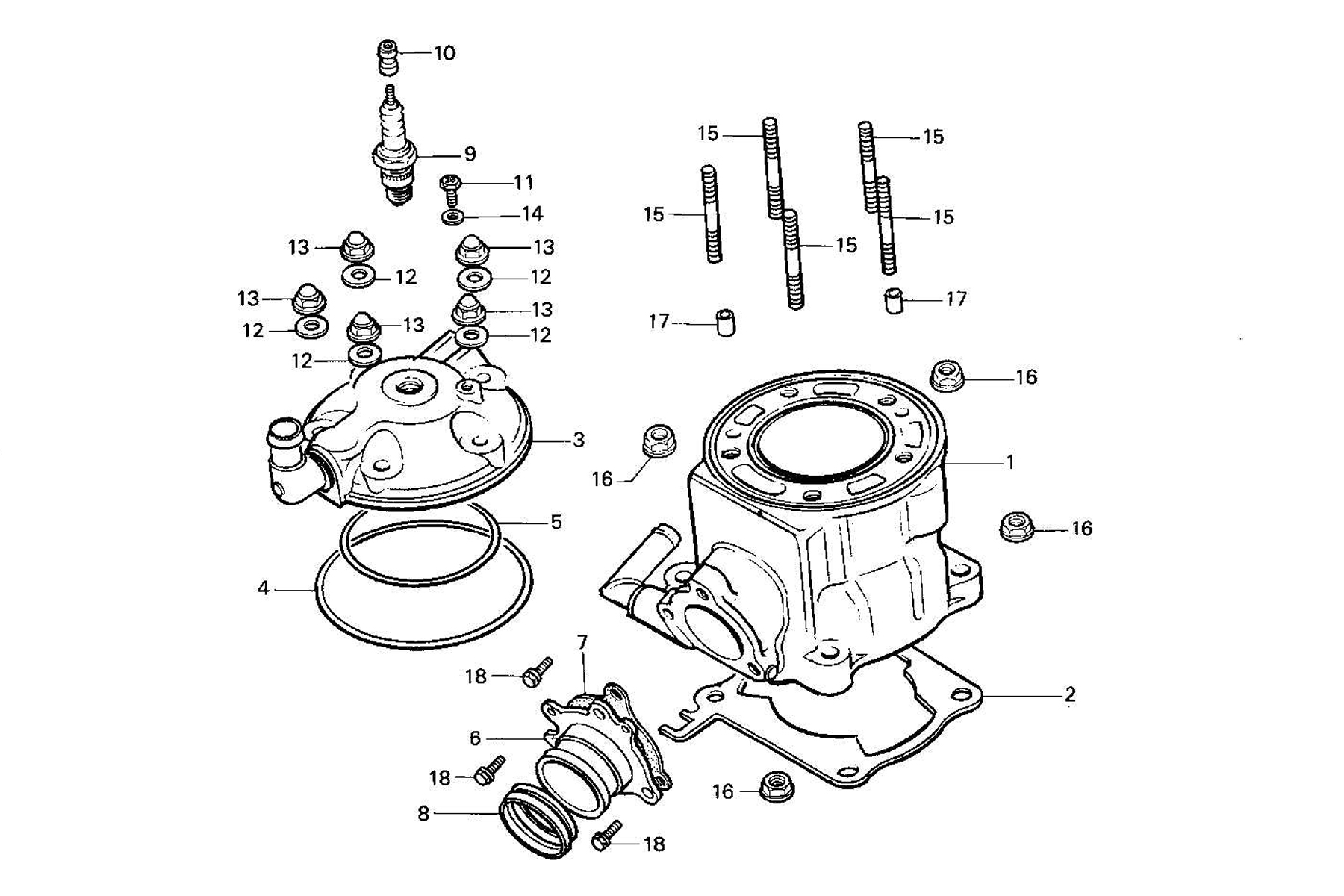 1987 Honda RS125R - E1 Cylinder / Cylinder Head Image