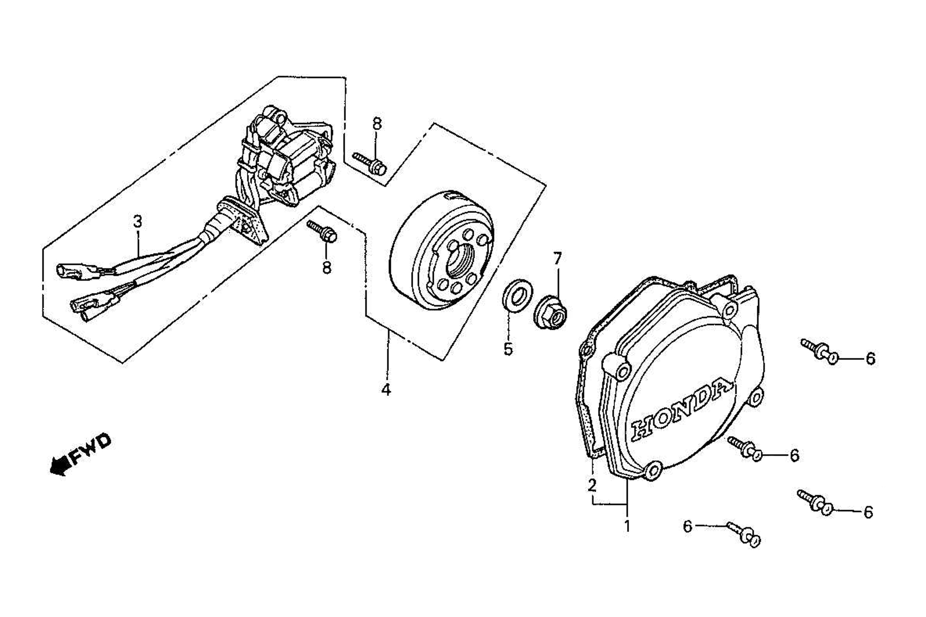 1987 Honda RS125R - E2 Left Crankcase Cover / A.C. Generator Image