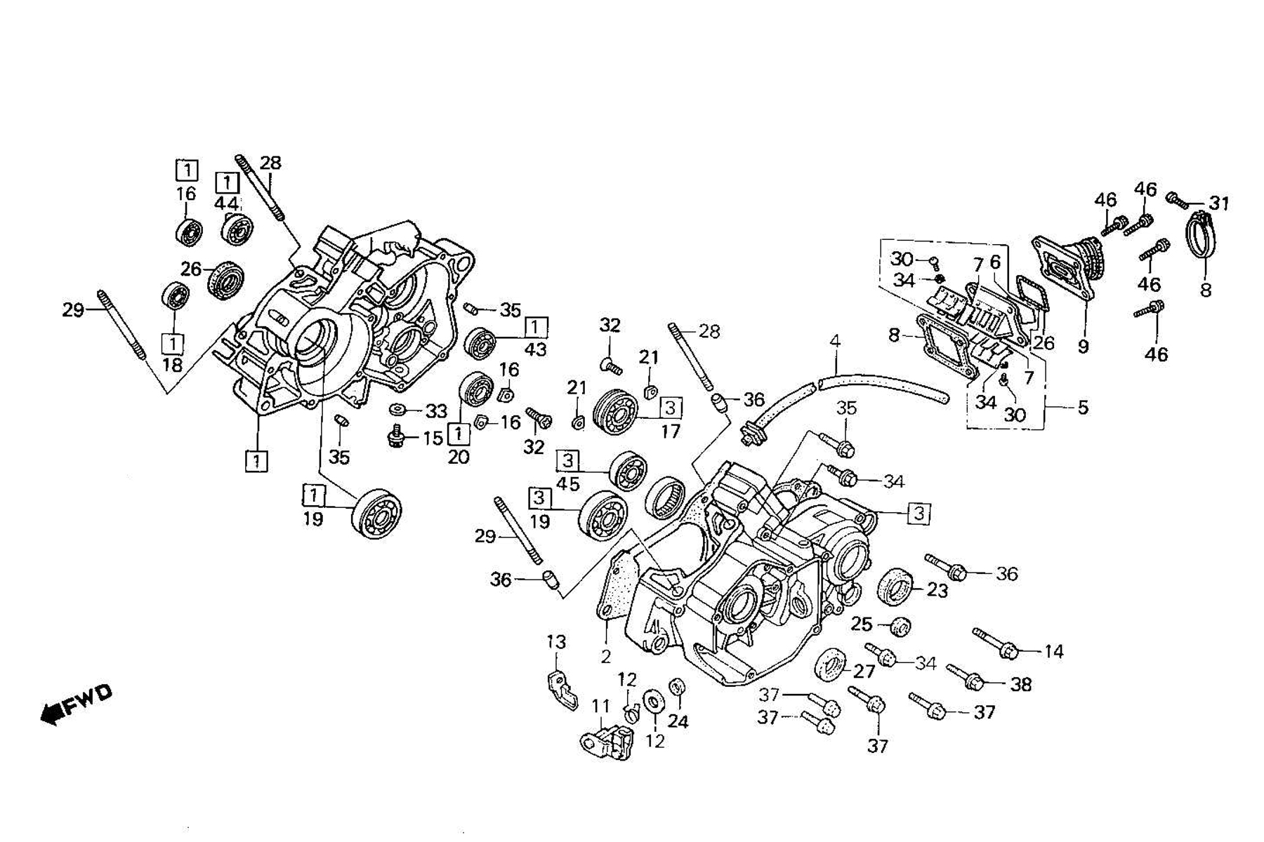 1987 Honda RS125R - E6 Crankcase / Reed Valve Image