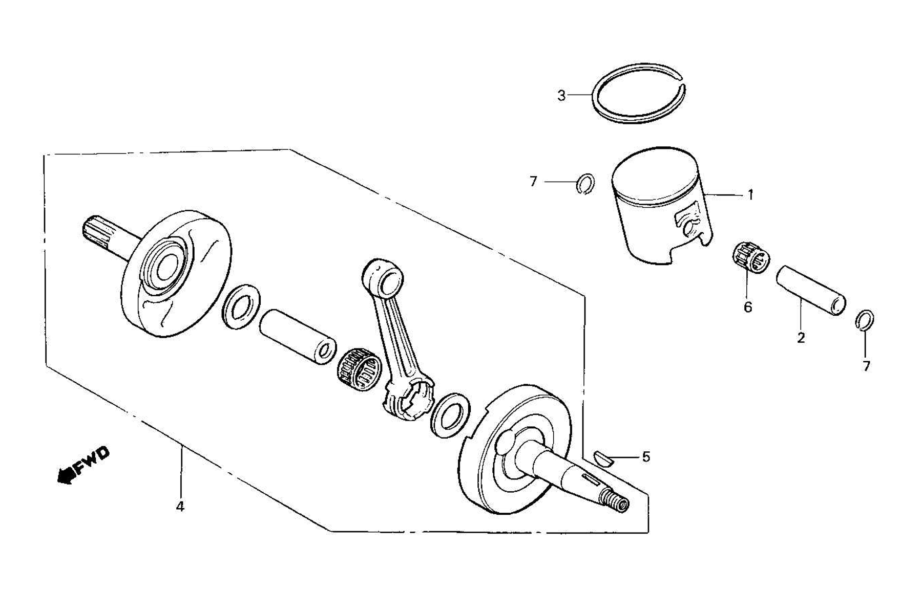 1987 Honda RS125R - E7 Crankshaft / Piston Image