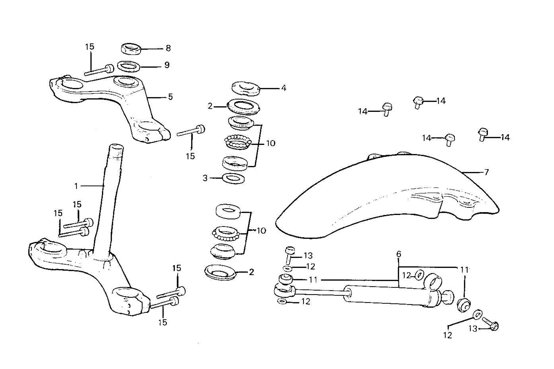 1987 Honda RS125R - F2 Front Fender / Steering Stem / Steering Damper Image