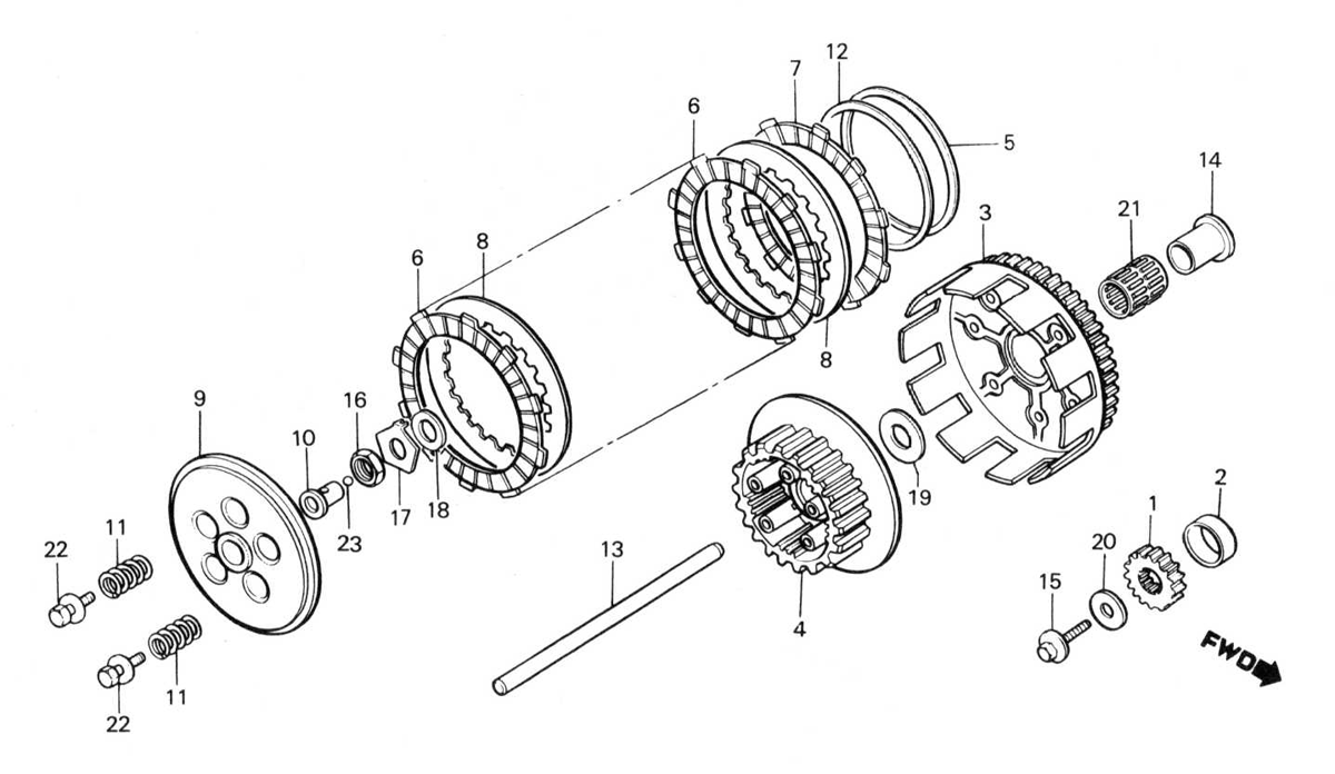 1988 Honda RS125R - E5 Clutch / Primary Drive Gear Image