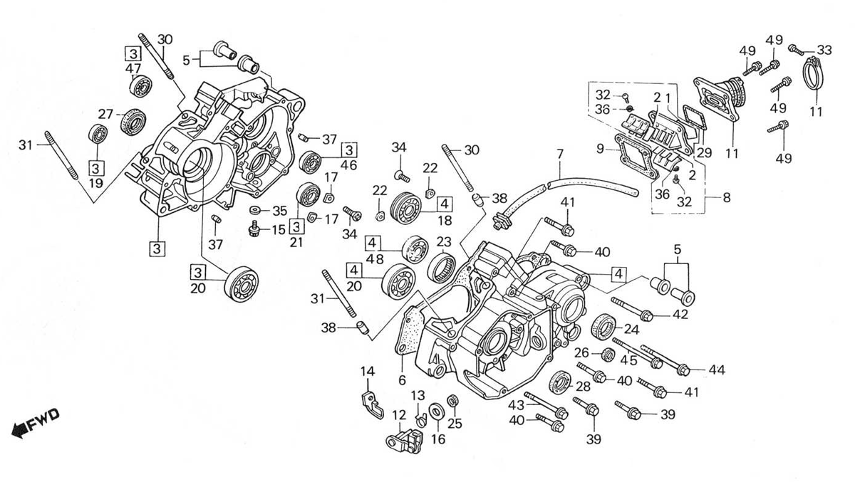 1988 Honda RS125R - E6 Crankcase / Reed Valve Image