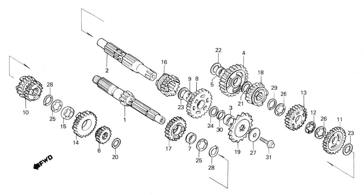 1988 Honda RS125R - E8 Transmission Image