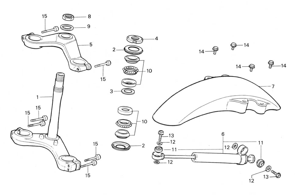 1988 Honda RS125R - F2 Front Fender / Steering Stem / Steering Damper Image