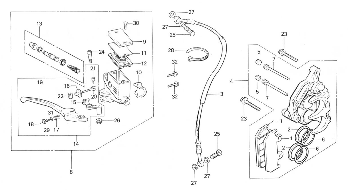 1988 Honda RS125R - F4 Front Brake Caliper / Master Cylinder Image