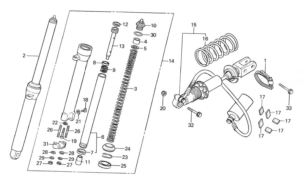 1988 Honda RS125R - F5 Front Fork / Rear Shock Absorber Image