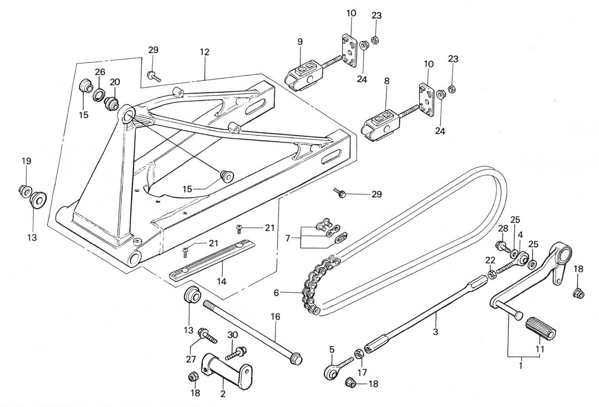 1988 Honda RS125R - F11 Swingarm / Gear Change Pedal Image