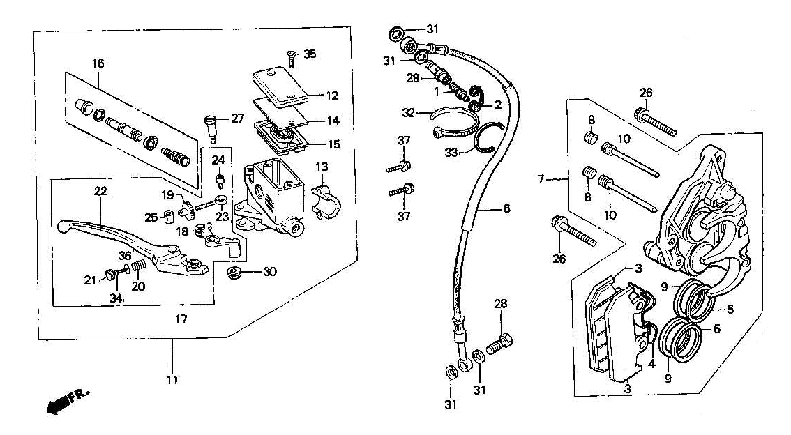 1989 Honda RS125R - F4 Front Brake Caliper / Master Cylinder Image