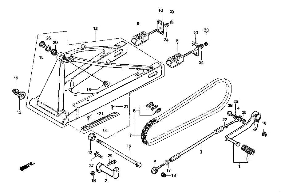 1989 Honda RS125R - F11 Swingarm / Gear Change Pedal Image