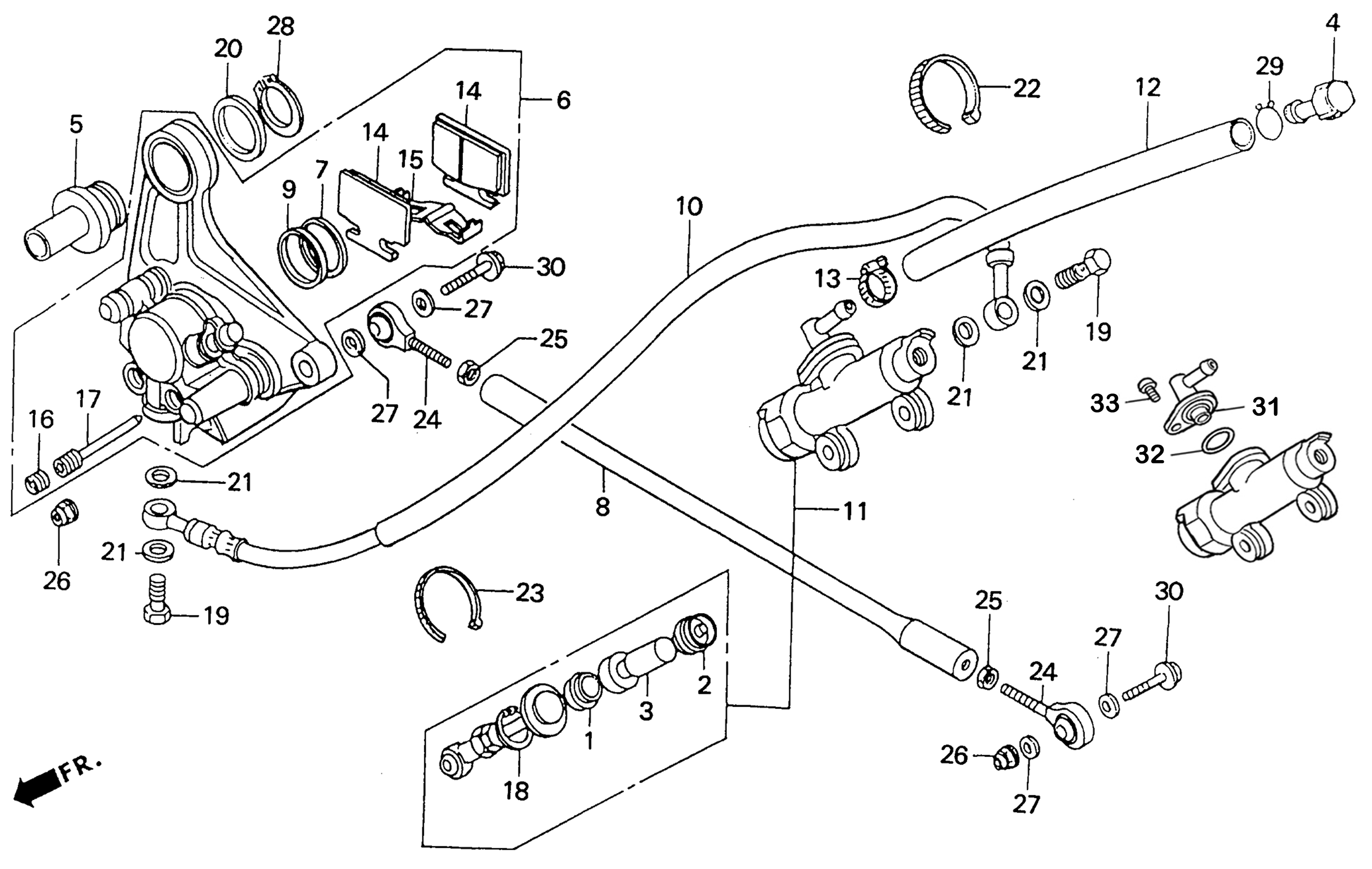 1991 Honda RS125R - F9 Rear Brake Caliper / Master Cylinder Image