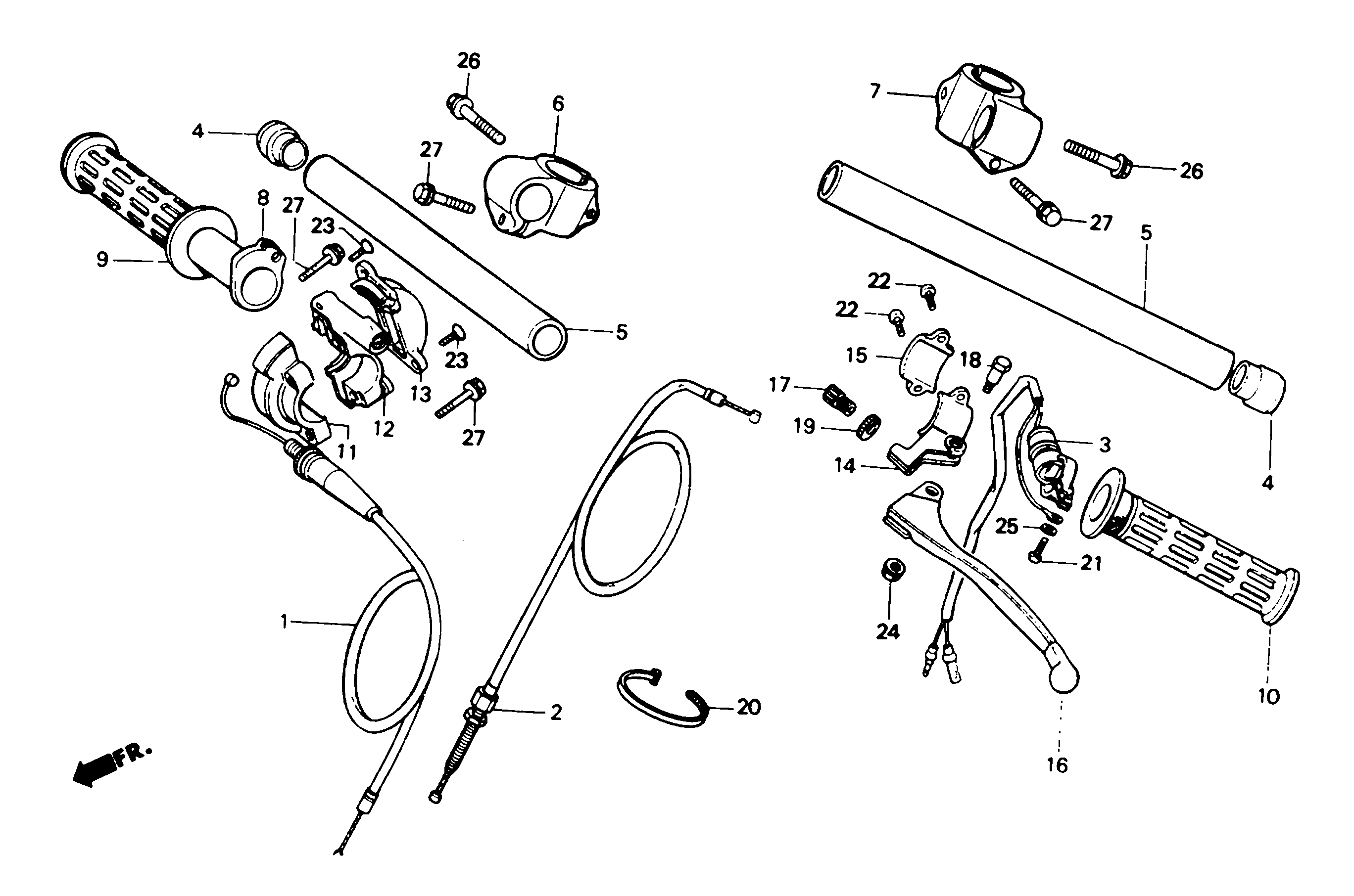 1992 Honda RS125R - F1 Handle Bar / Cables / Clutch Lever Handle Bar / Cables Image