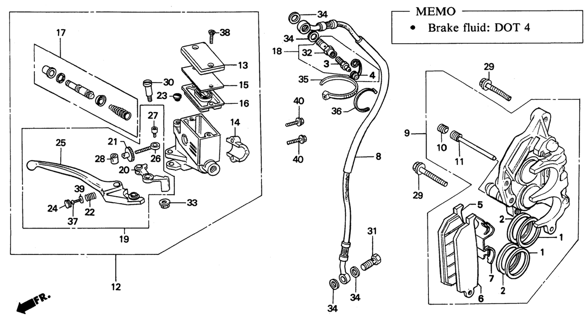 1992 Honda RS125R - F4 Front Brake Caliper / Master Cylinder Image