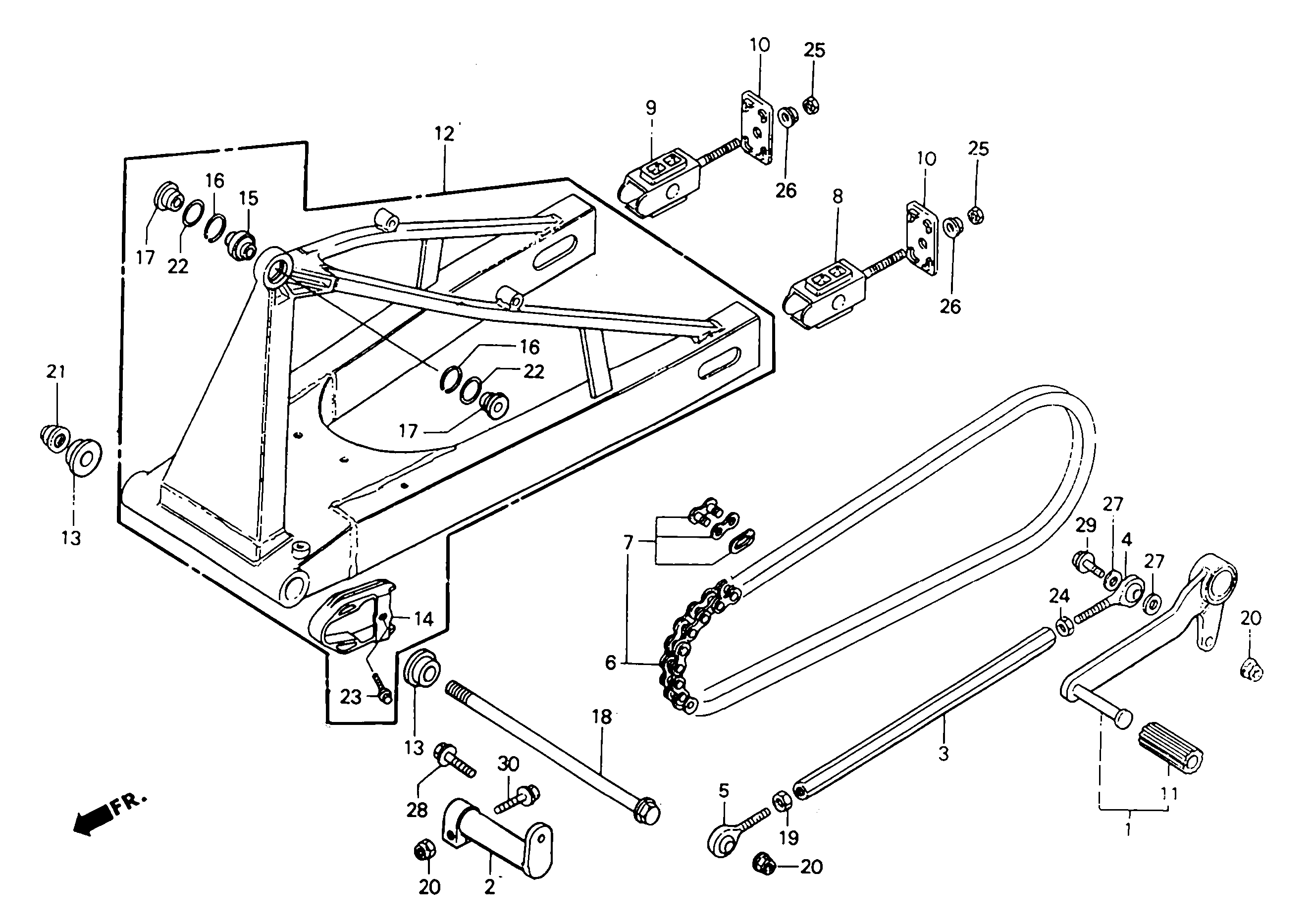 1992 Honda RS125R - F11 Swingarm / Gear Change Pedal Image