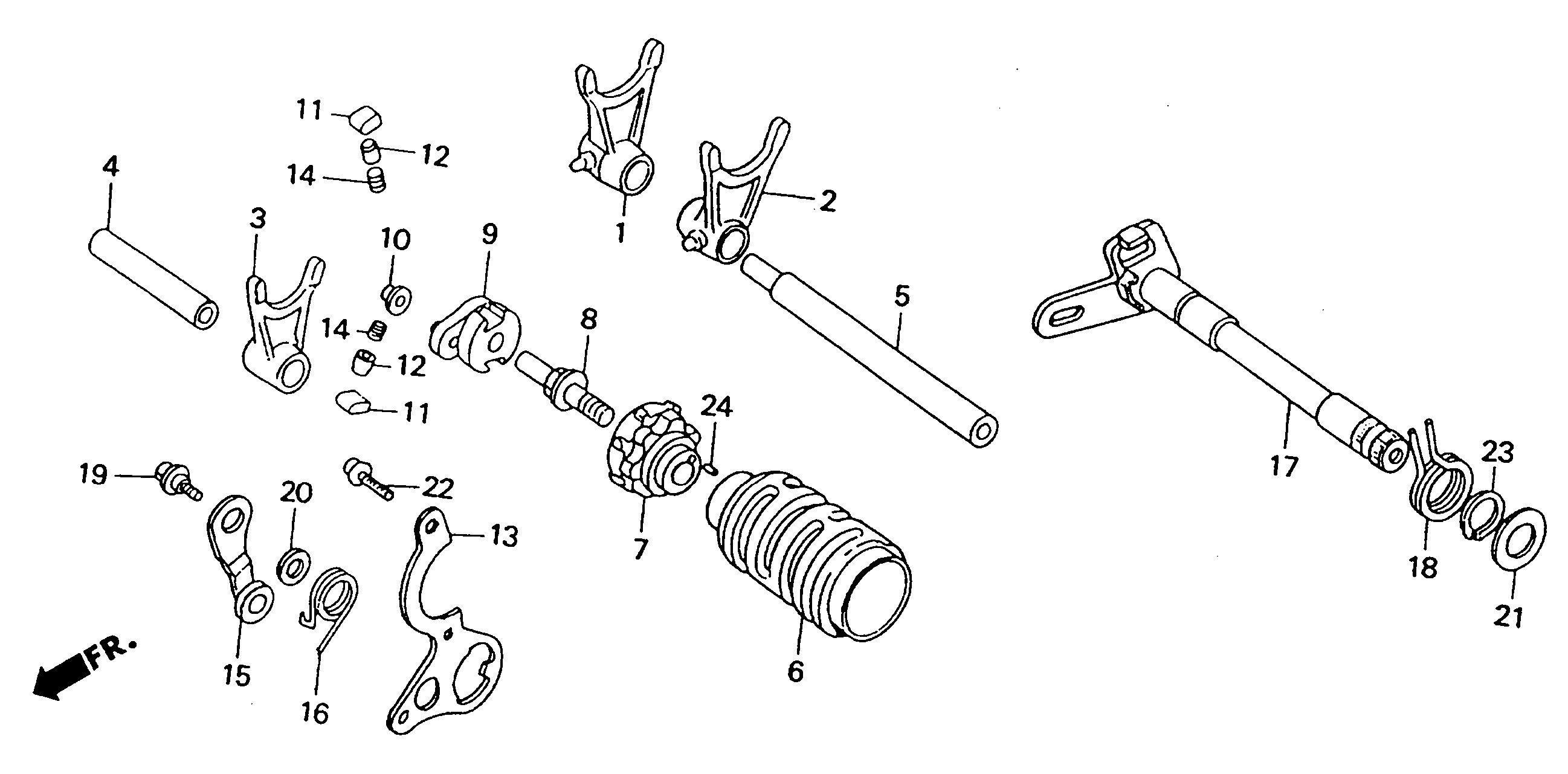 1993 Honda RS125R - E9 Gear Shift Drum / Shift Forks Image