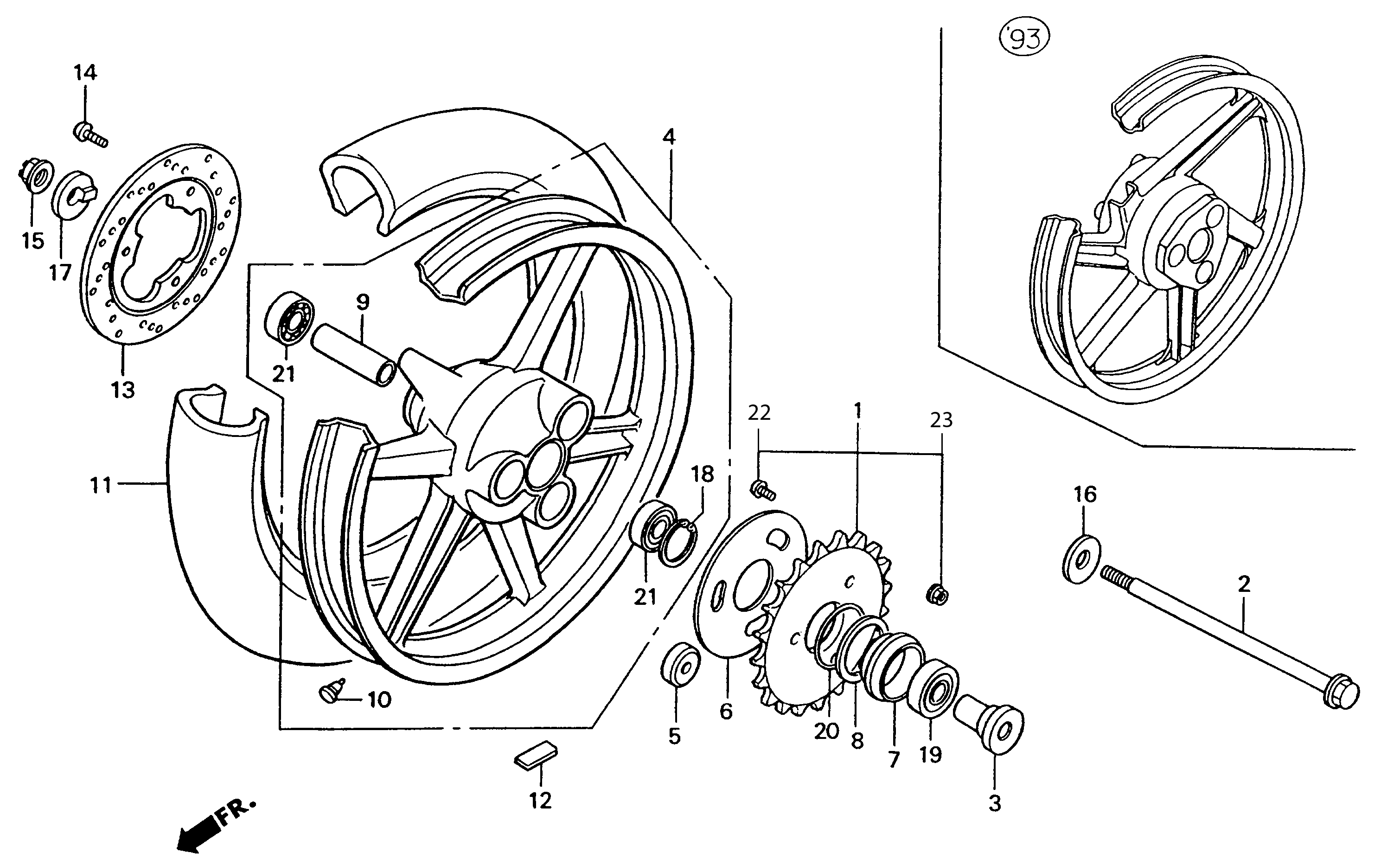 1993 Honda RS125R - F8 Rear Wheel Image