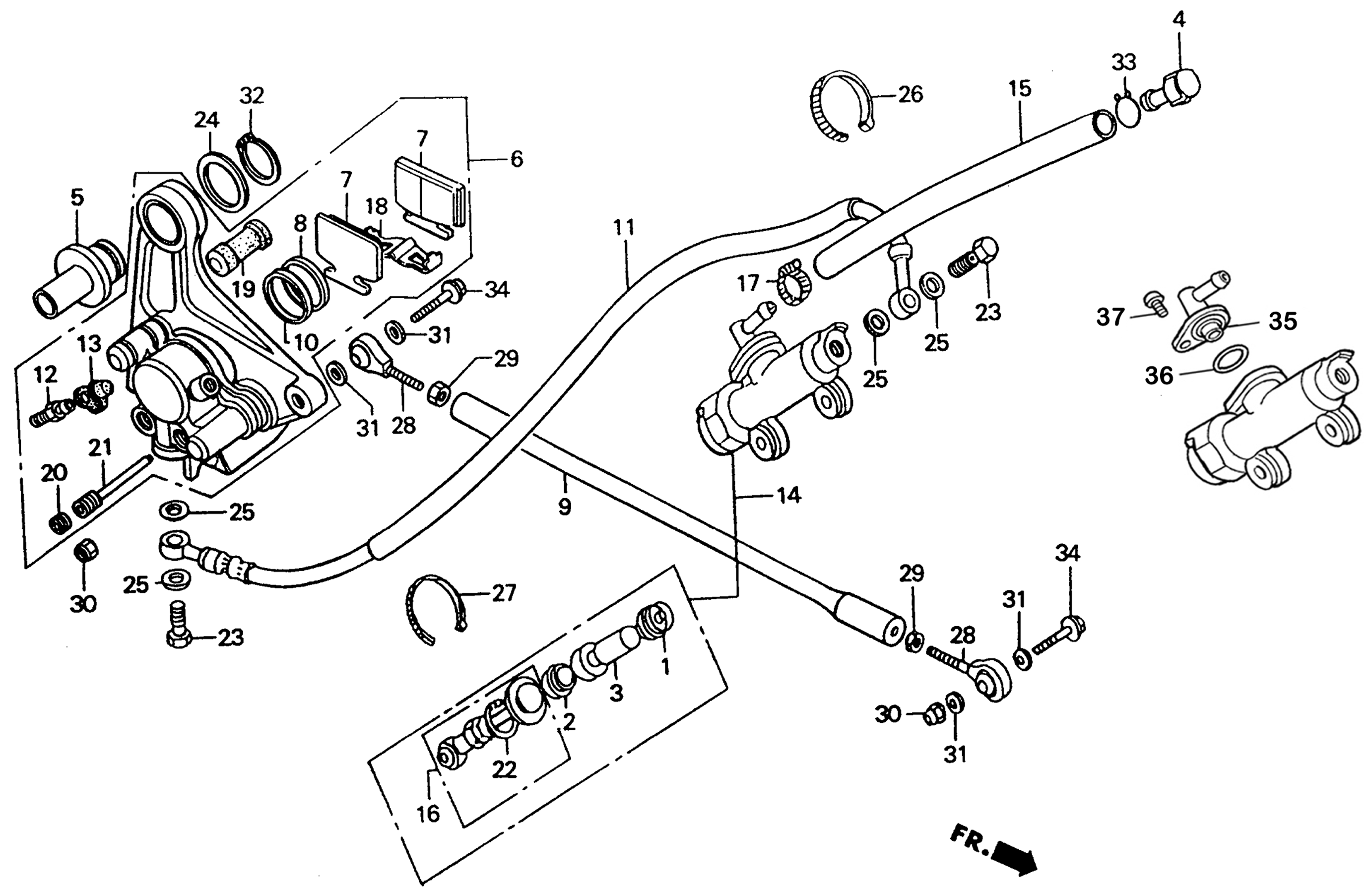 1993 Honda RS125R - F9 Rear Brake Caliper / Master Cylinder Image