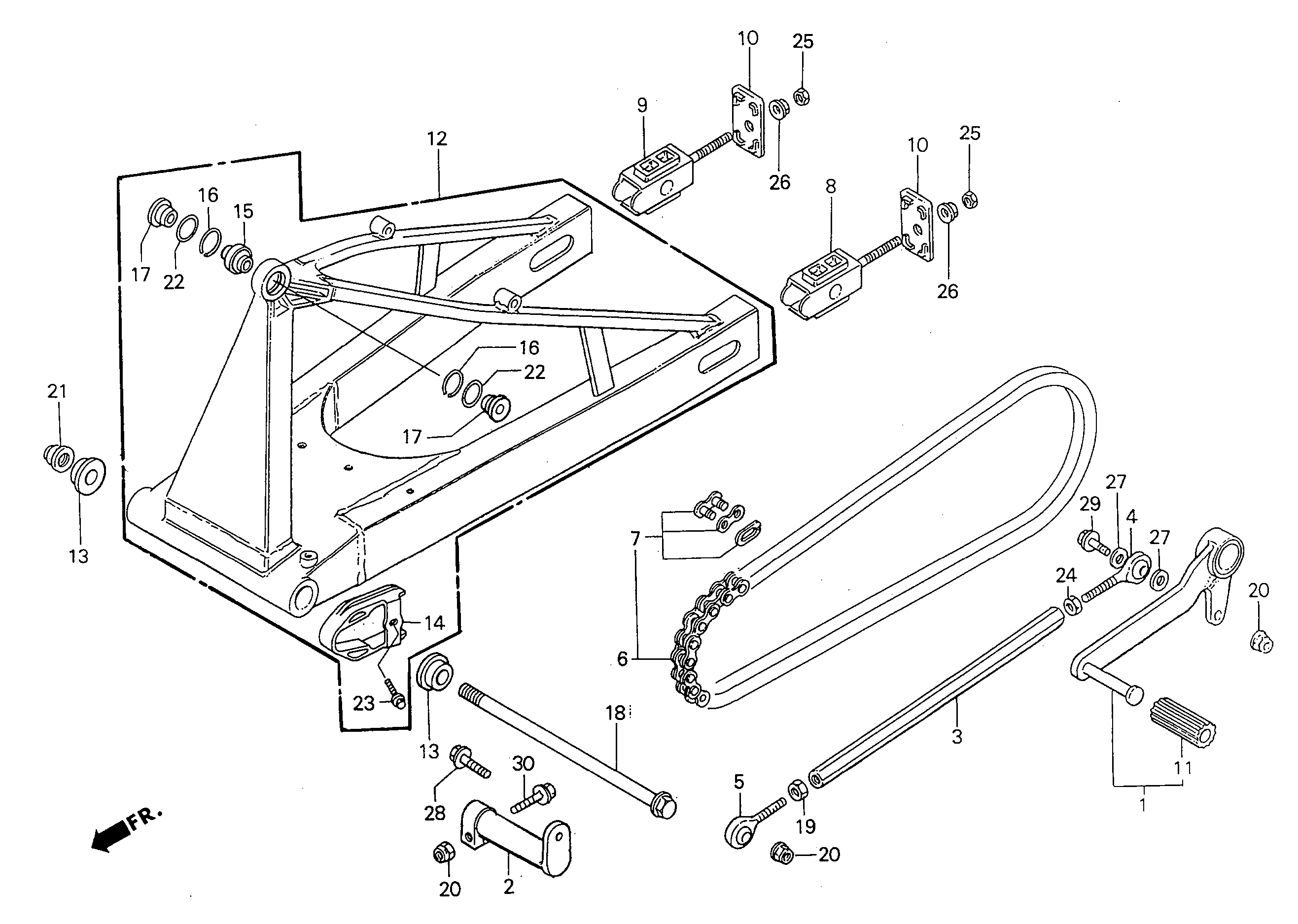 1993 Honda RS125R - F11 Swingarm / Gear Change Pedal Image