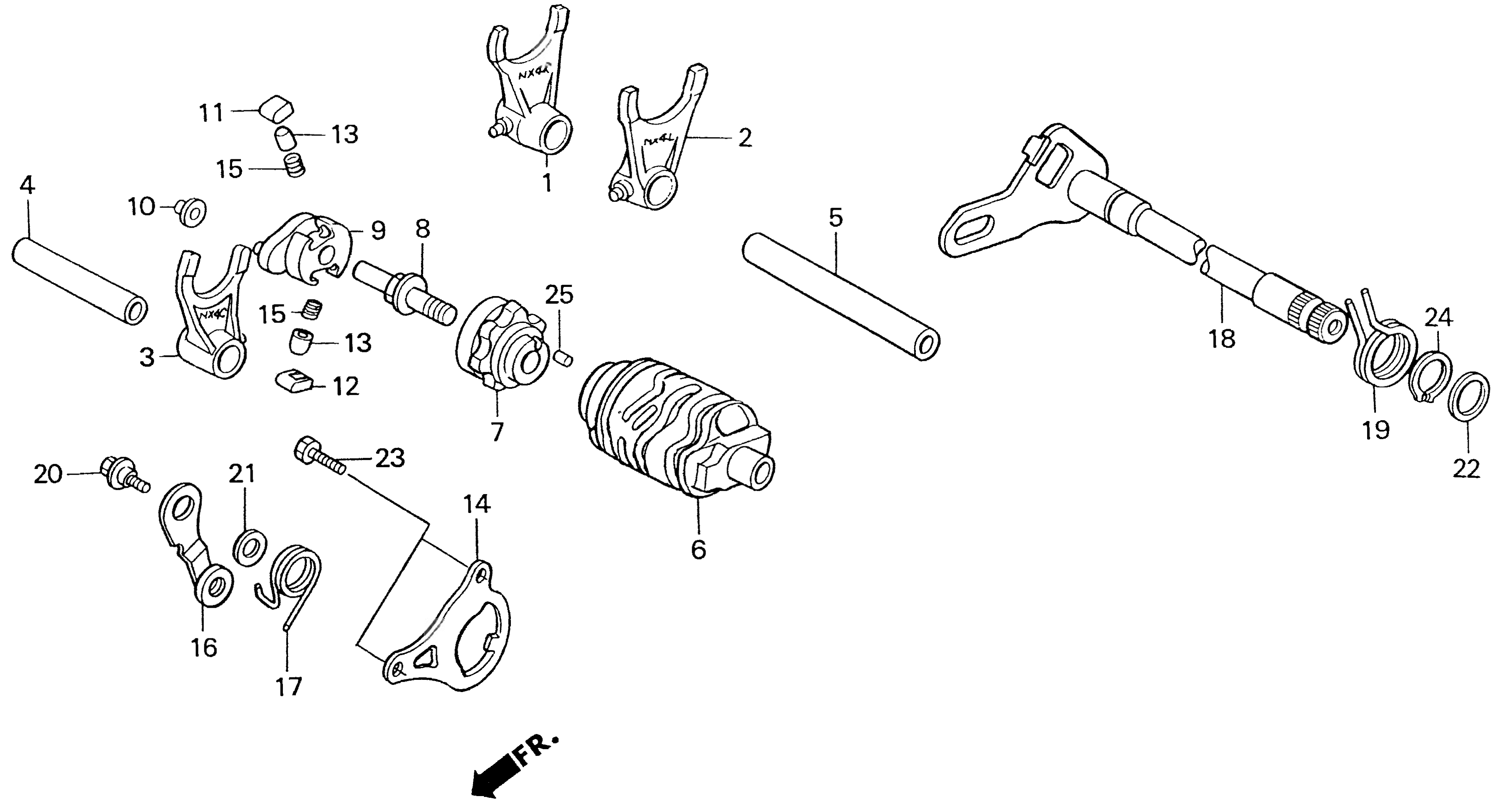 1995 Honda RS125R - E9 Gear Shift Drum / Shift Fork Image