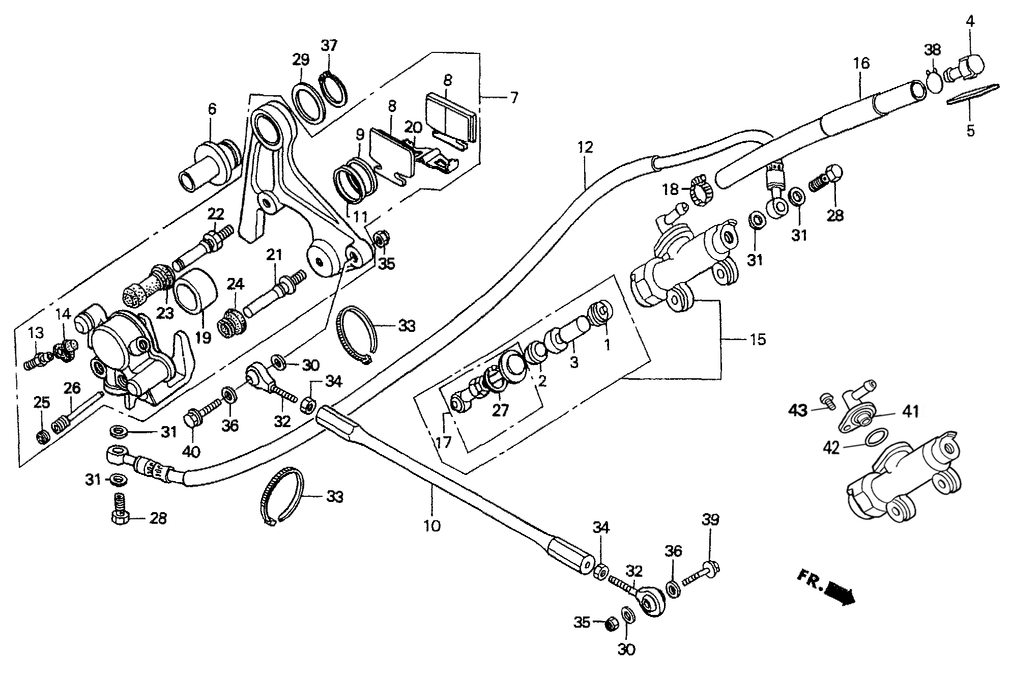 1995 Honda RS125R - F7 Rear Brake Caliper / Master Cylinder Image