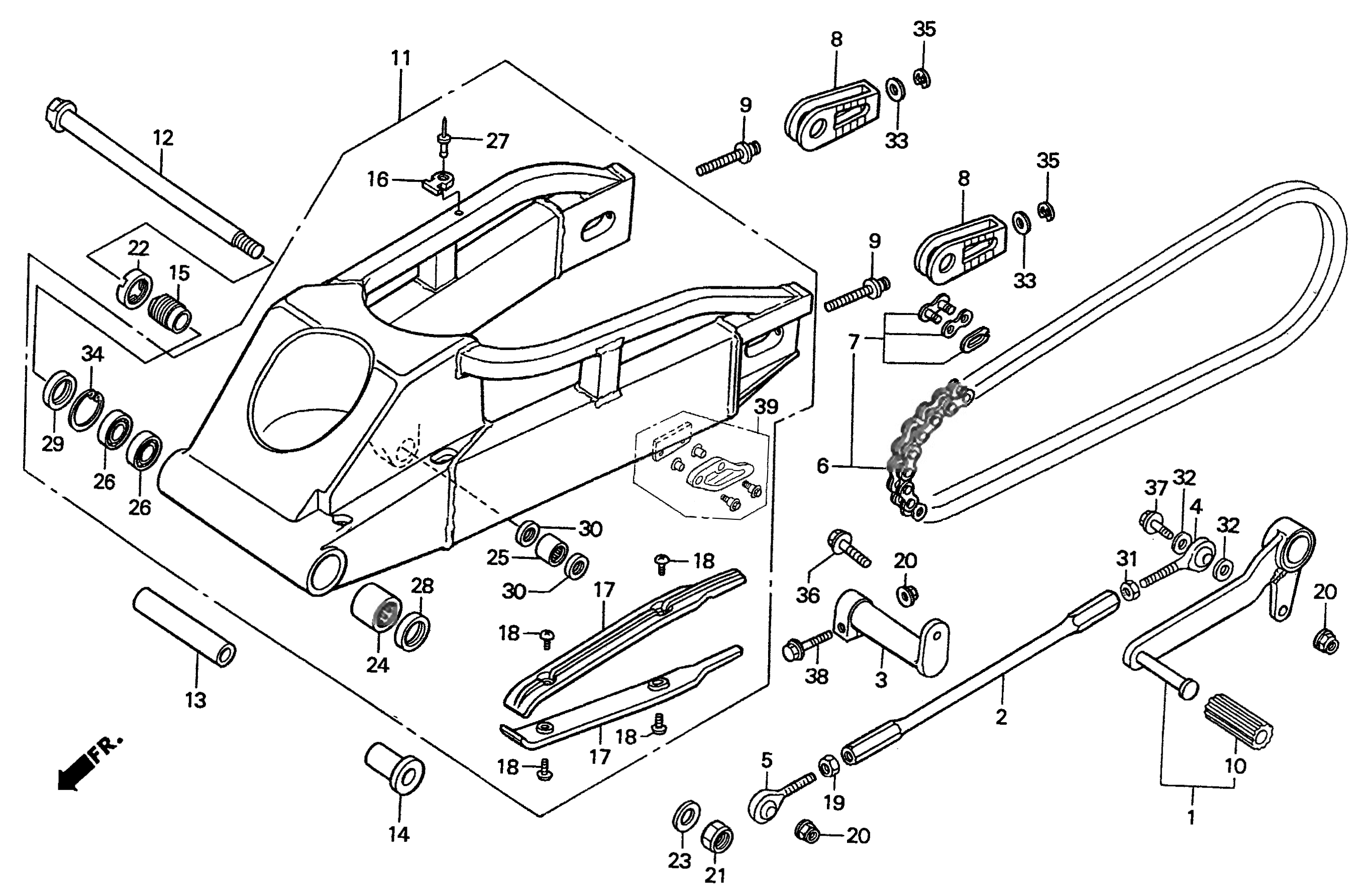 1995 Honda RS125R - F12 Rear Swingarm / Gear Shift Pedal Image