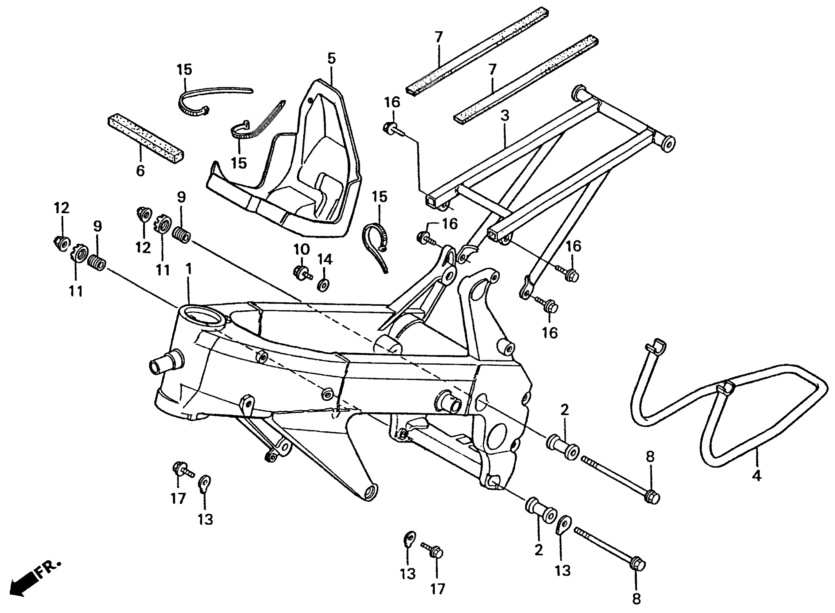 1995 Honda RS125R - F15 Frame Body / Stand / Carburetor Box Image