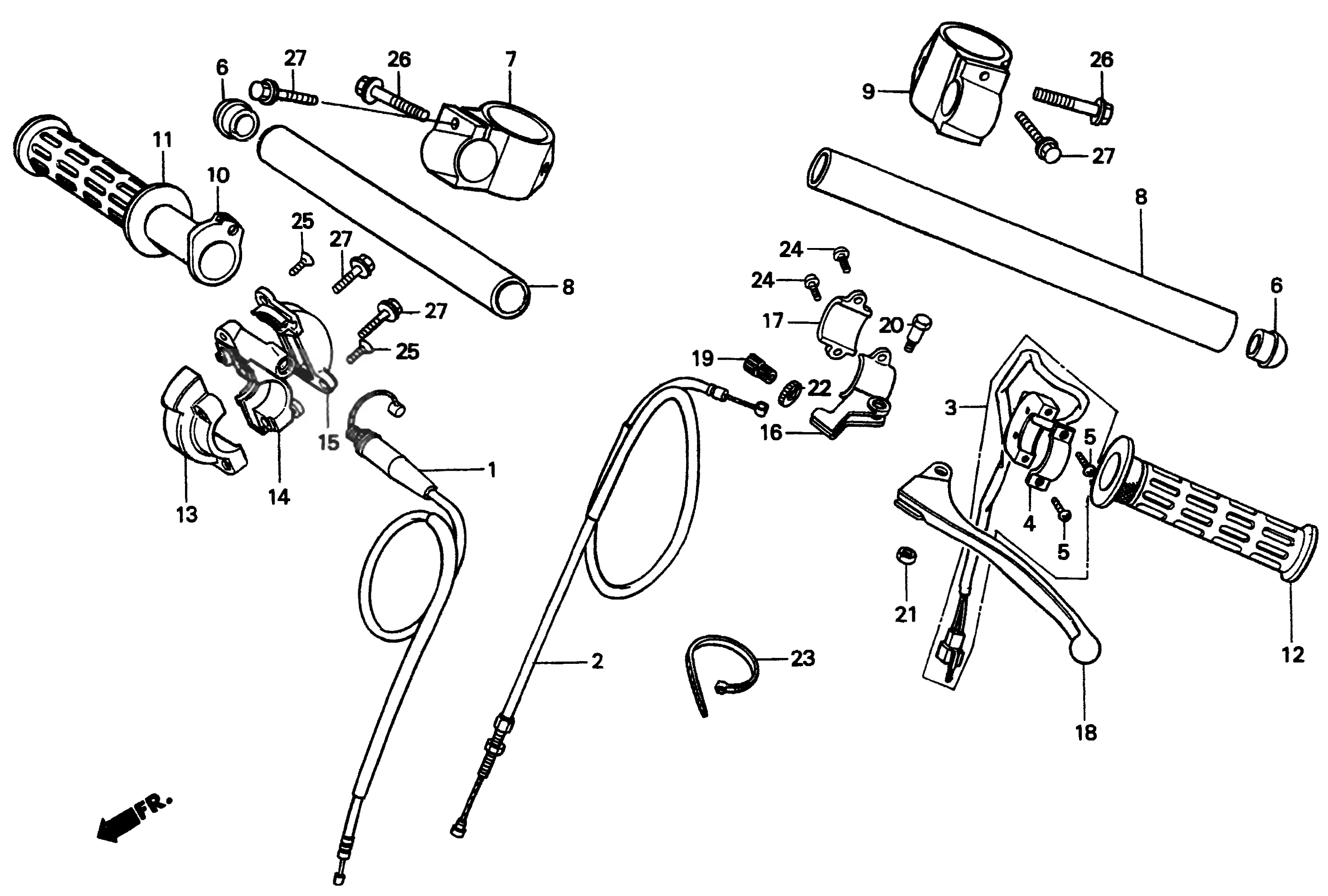 1997 Honda RS125R - F2 Handlebar / Cable / Switch / Clutch Lever Image