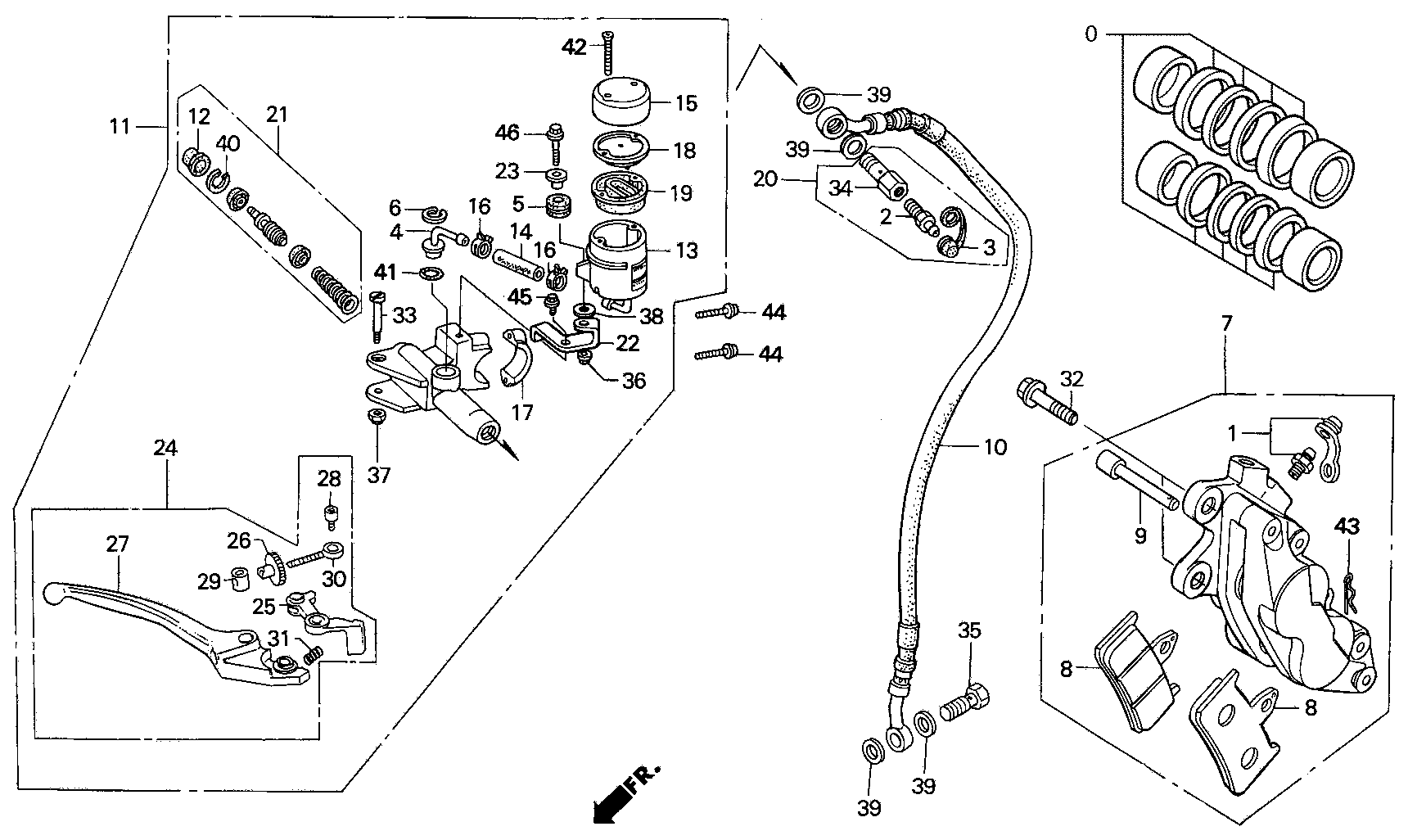 2001 Honda RS125R - F3 Front Brake Caliper / Master Cylinder Image