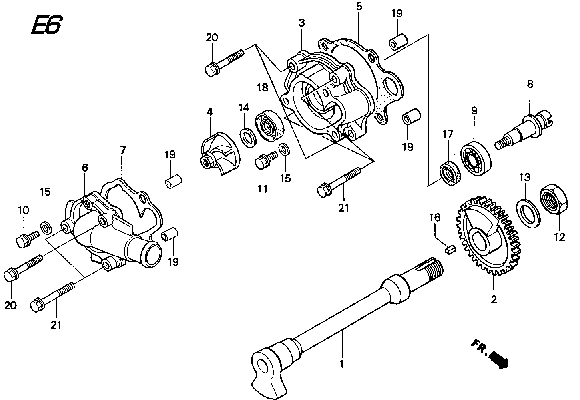 Water Pump / Balancer Shaft parts for a 1995 Honda RS250 Technical Sports One, LLC