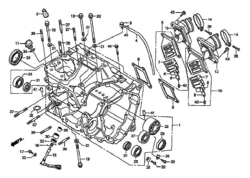 Crankcase and Crankcase Parts for a 1995 Honda RS250 Technical Sports One, LLC