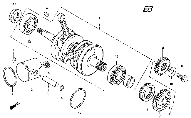 Crankshaft / Piston / Piston Ring Parts for a 1995 Honda RS250 Technical Sports One, LLC