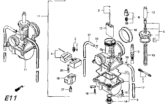 Carburetor Parts for a 1995 Honda RS250 Technical Sports One, LLC