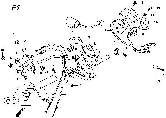 Meter Parts / Meter Panel Parts / Power Valve Servo Motor Parts for a 1995 Honda RS250 Technical Sports One, LLC